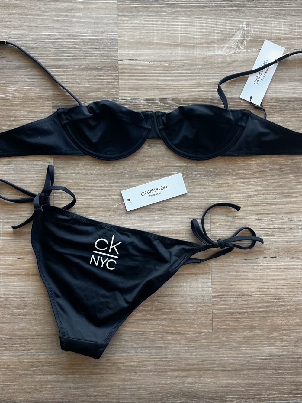 Calvin Klein Black CK NYC Tie-Side Girls Bikini Size S / 32B